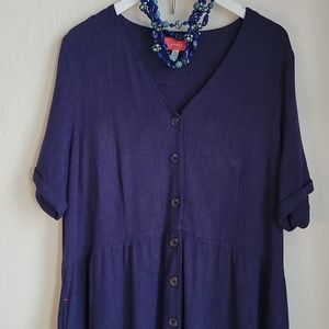 Joules French Navy Button up Dress